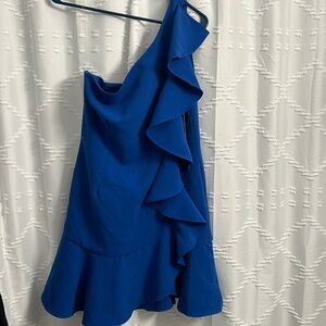 DO+BE side ruffle cobalt blue dress size large